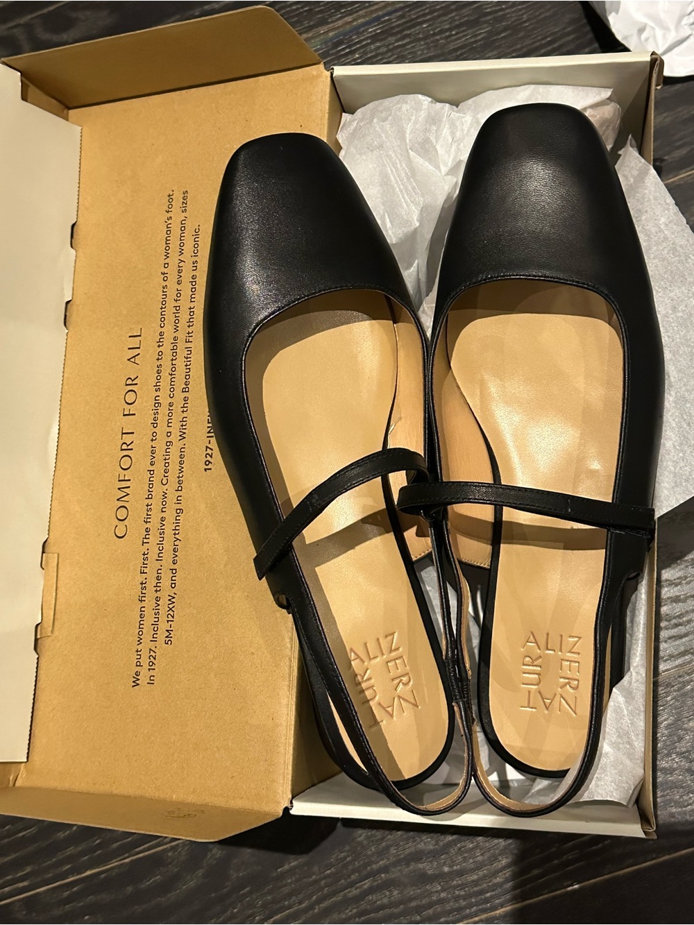 Naturalizer Black Mary Jane Slingback ballet Flats - Comfort Leather Style
